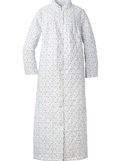 Women's Double-Quilted Long Cotton Flannel Robe