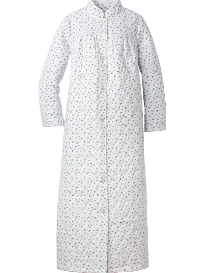 Women's Double-Quilted Long Cotton Flannel Robe