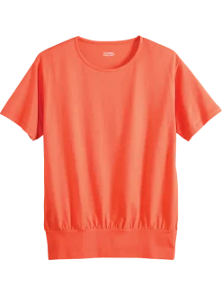 Women's Easy-Fit Short-Sleeve Cotton/Modal Banded-Bottom Top