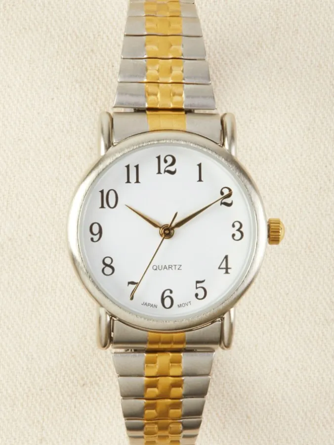 Women's Easy-to-Read Expansion-Band Wrist Watch