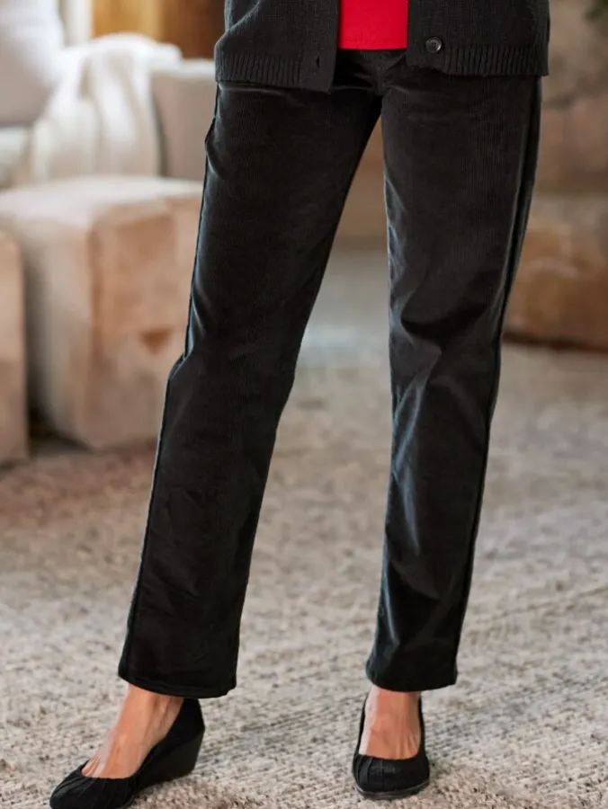 Women's Elastic-Waist Cotton Corduroy Pants