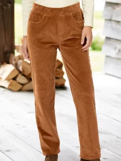 Women's Elastic-Waist Cotton Corduroy Pants