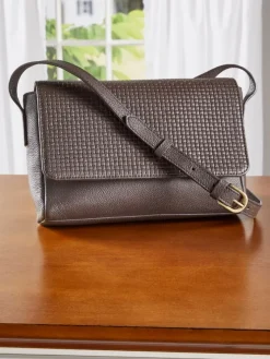 Women's Embossed Leather Crossbody Bag