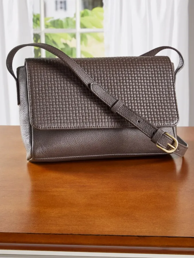 Women's Embossed Leather Crossbody Bag