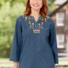 Women's Embroidered Denim Tunic