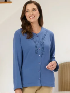 Women's Embroidered Sweatshirt Fleece Cardigan