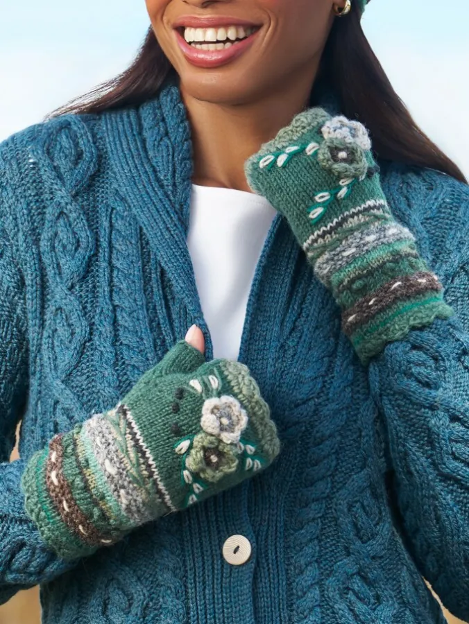 Women's Floral Blossoms Lassen Wool Hand Warmers