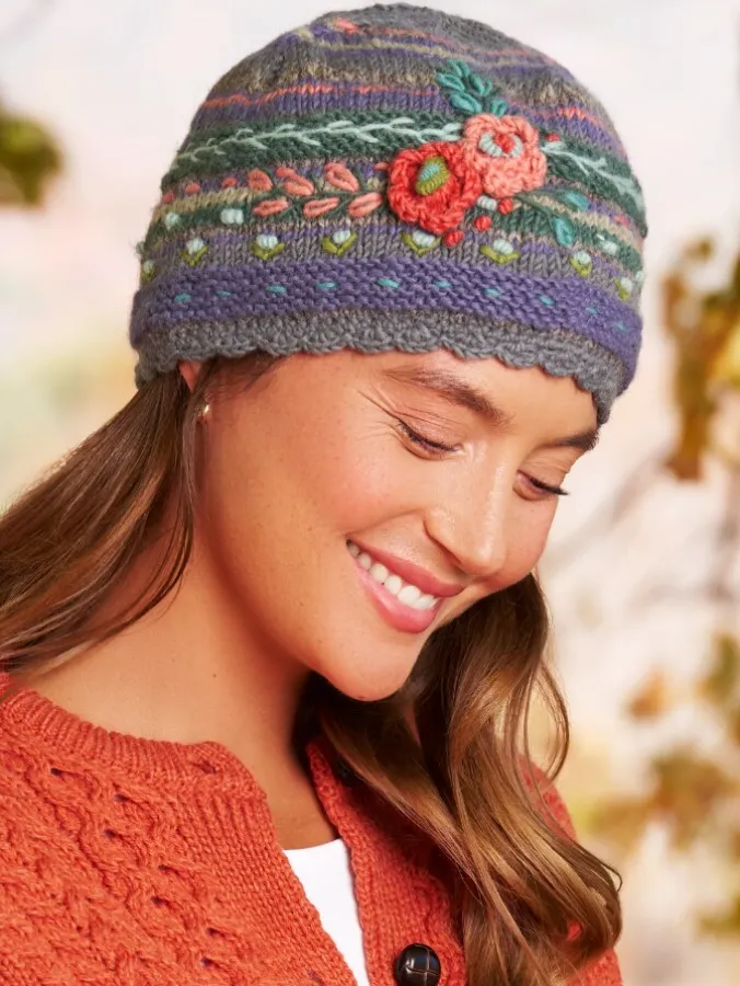 Women's Floral Blossoms Lassen Wool Beanie