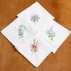 Women's Floral Cotton Embroidered Handkerchiefs, Set of 12