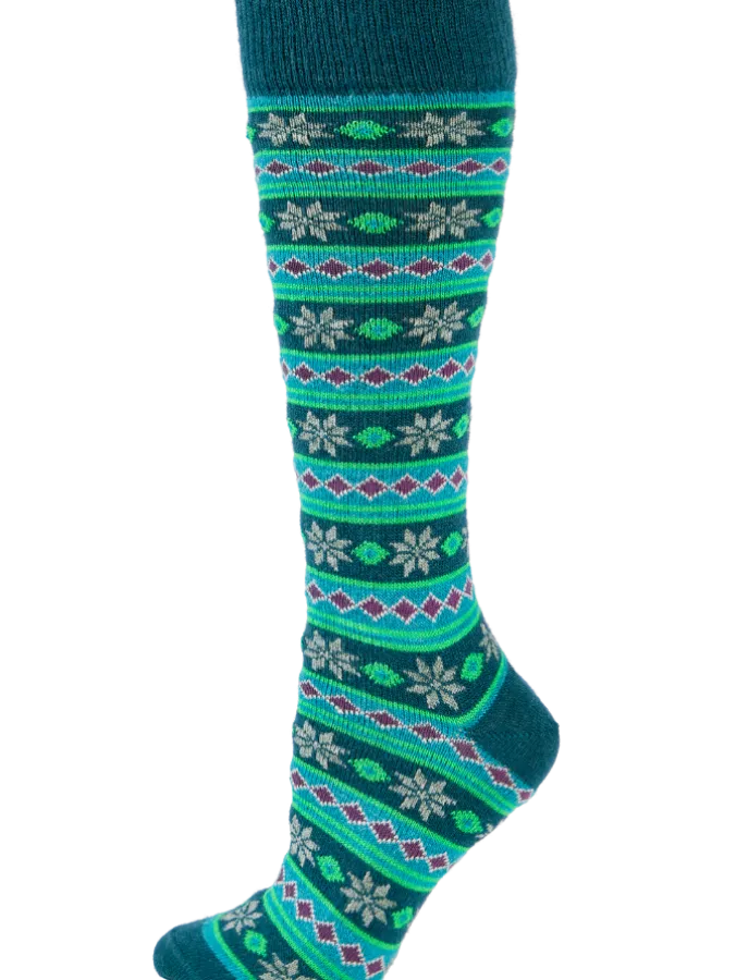 Women's Floral Stripe Alpaca Wool Socks