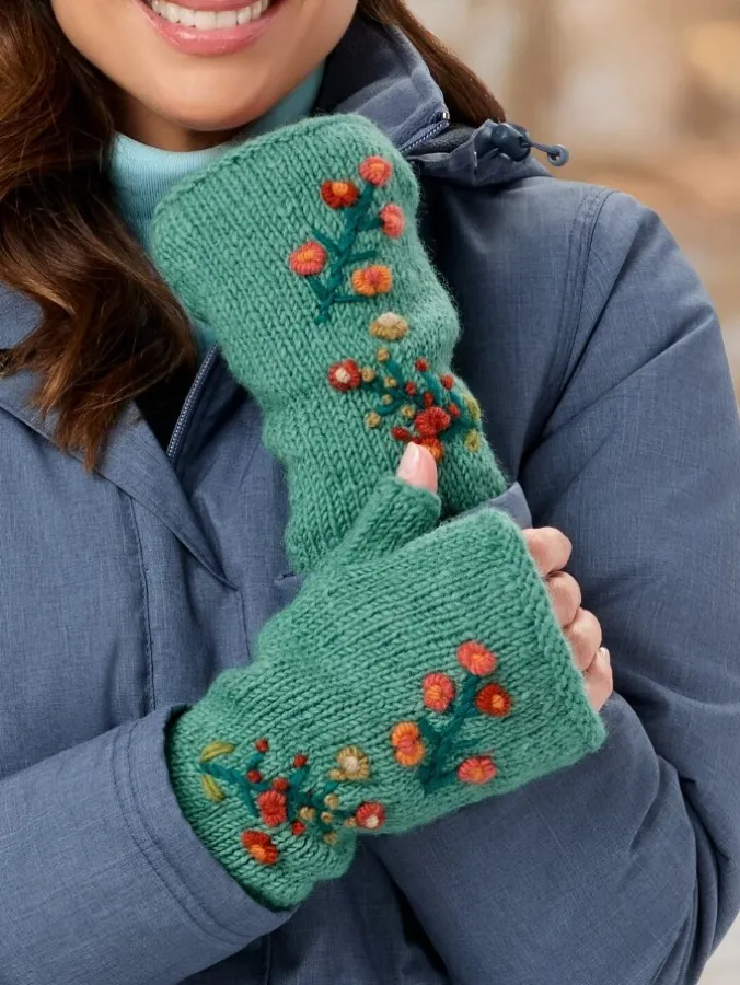 Women's Flower Fields Wool Hand Warmers