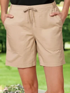 Women's Garment Washed Cotton Twill Shorts