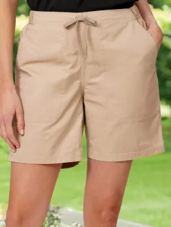 Women's Garment Washed Cotton Twill Shorts