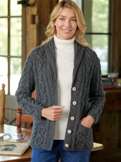 Women's Irish Supersoft Wool Shawl-Collar Cardigan