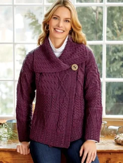 Women's Irish Wool Asymmetrical Cardigan