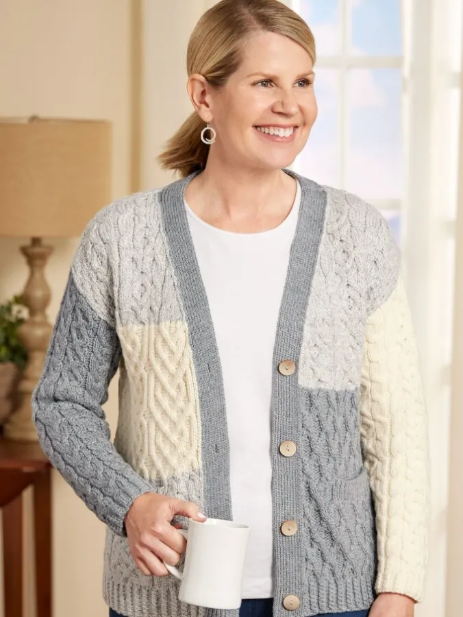 Women's Irish Wool Patchwork Cardigan