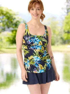 Women's Island Dreams One-Piece Tummy Control Swim Dress