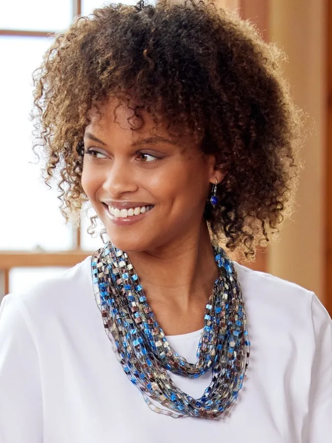 Women's Layered Ribbon Scarf Necklace