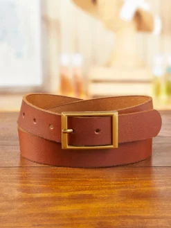 Women's Leather Belt With Rectangle Belt Buckle
