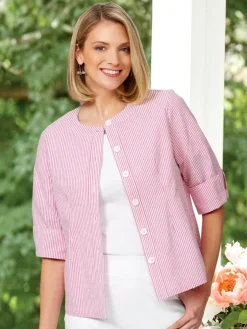Women's Lightweight Cotton Seersucker Jacket Topper