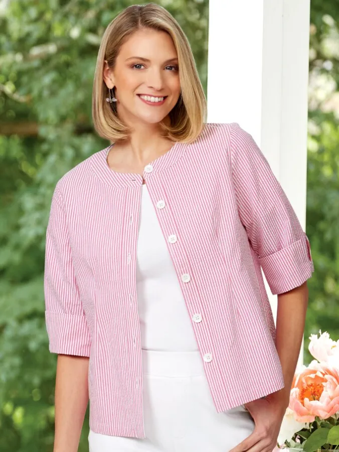Women's Lightweight Cotton Seersucker Jacket Topper
