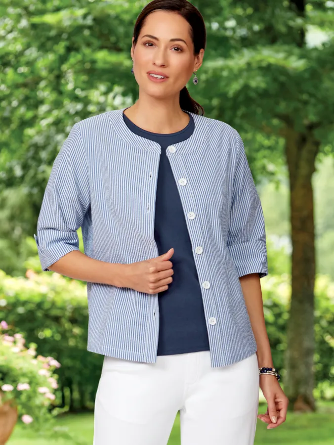 Women's Lightweight Cotton Seersucker Jacket Topper