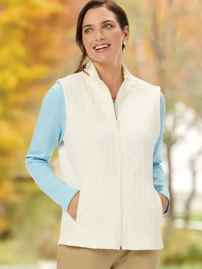 Women's Lightweight Full-Zip Diamond Jacquard Vest