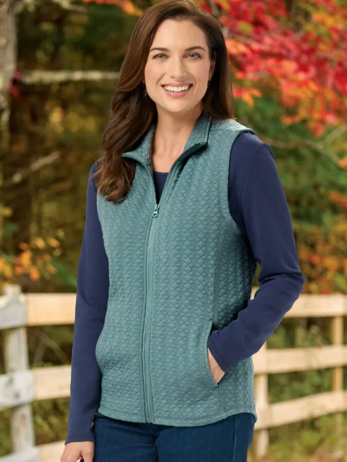 Women's Lightweight Full-Zip Diamond Jacquard Vest