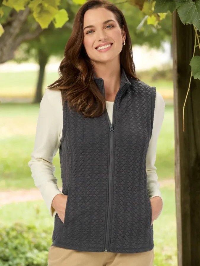 Women's Lightweight Full-Zip Diamond Jacquard Vest