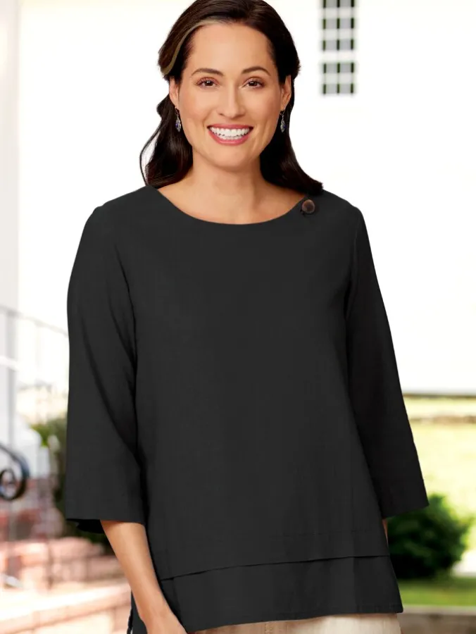 Women's Linen-Blend Layered Tunic Top