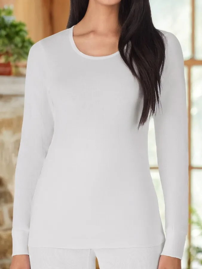 Women's Long-Sleeve Crewneck Cotton Undershirt, Package of 3