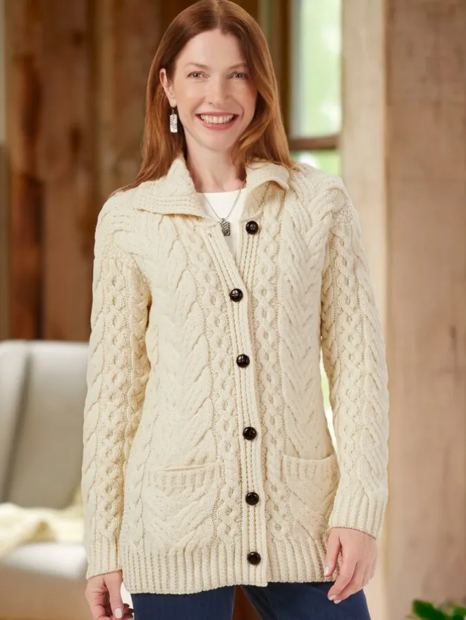 Women's Long Supersoft Irish Wool Cardigan