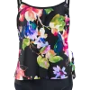 Women's Midnight Garden Faux Tankini One-Piece Swimsuit