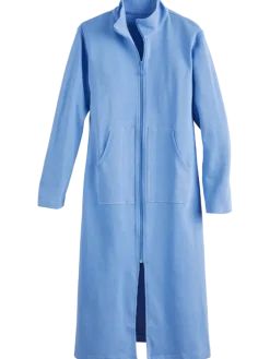 Women's Mini-Rib-Knit Cotton Zip-Front Robe