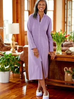 Women's Mini-Rib Knit Zip-Front Robe