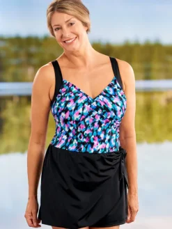 Women's Modern Floral Skort Swimsuit Romper