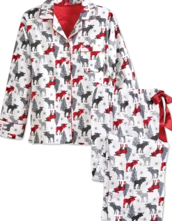 Women's Moose Flannel Pajama Set
