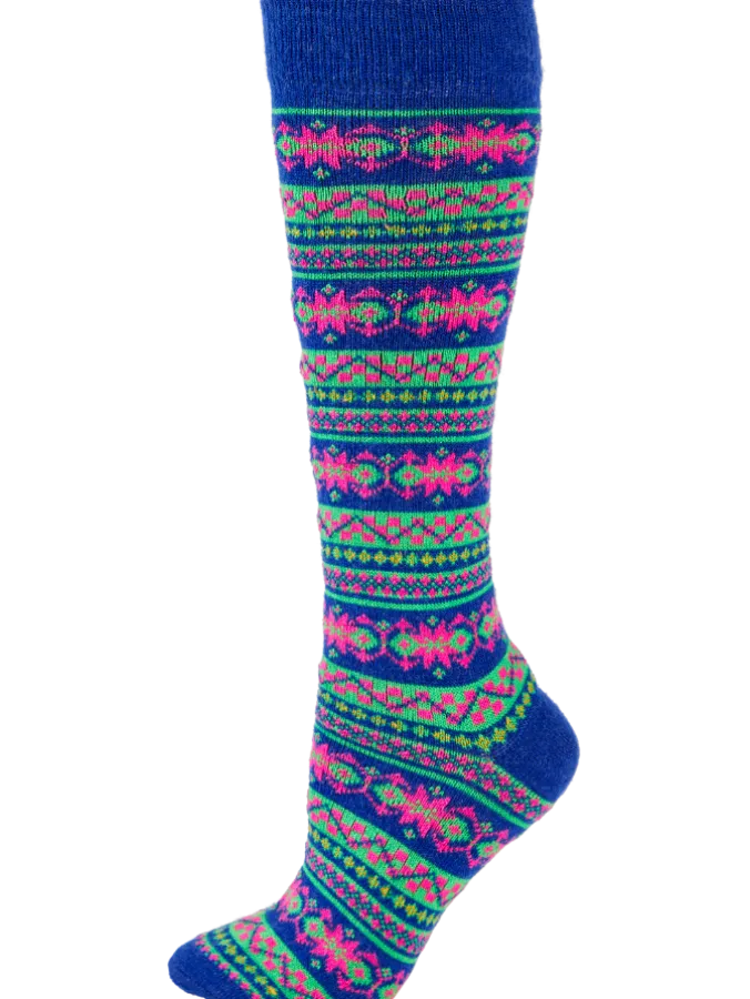 Women's Nordic Fair Isle Alpaca Wool Socks