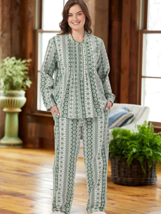 Women's Nordic Snowflake Flannel Pajama Set