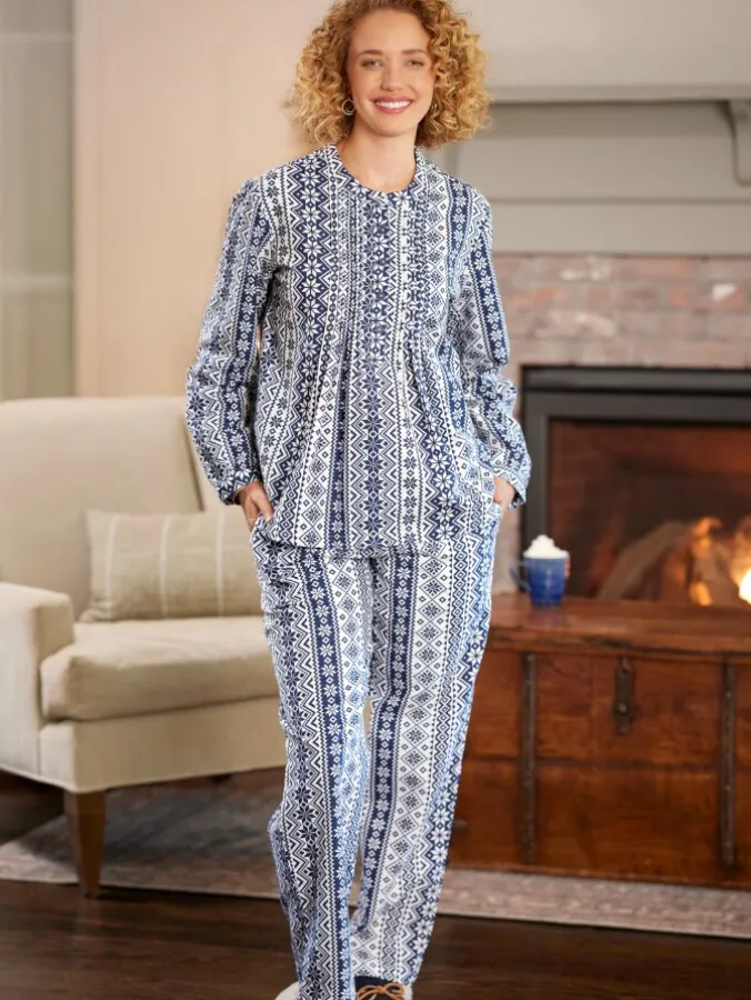 Women's Nordic Snowflake Flannel Pajama Set
