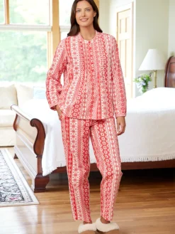 Women's Nordic Snowflake Flannel Pajama Set