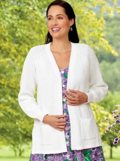 Women's Open-Front Shaker Cardigan Sweater