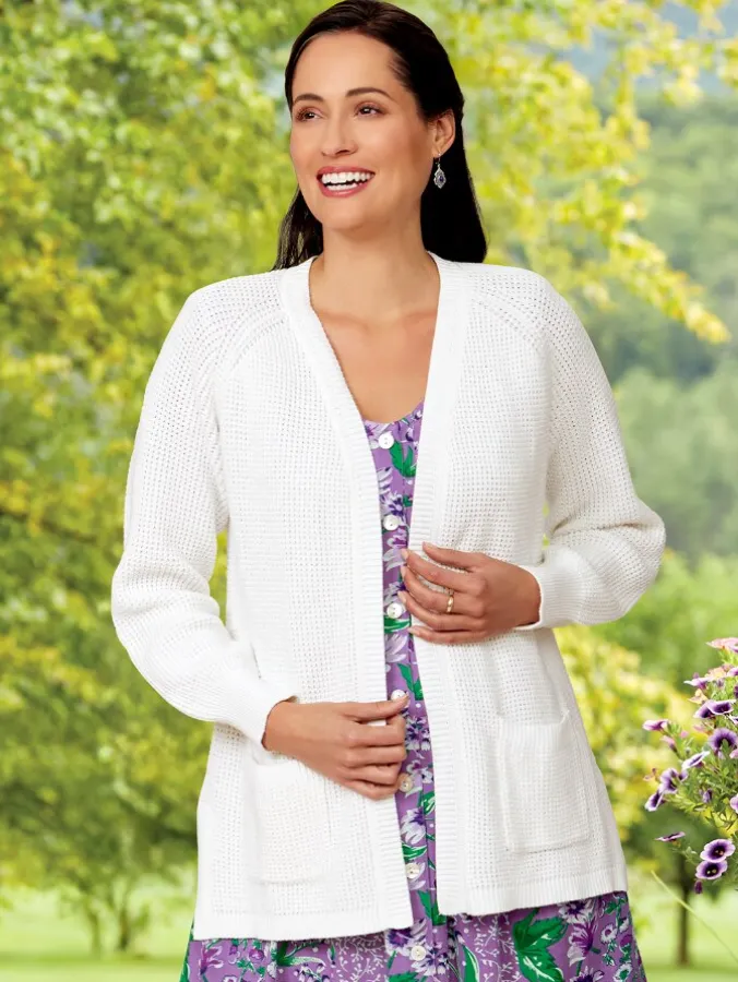 Women's Open-Front Shaker Cardigan Sweater