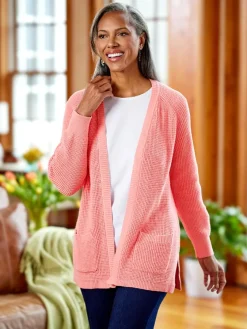Women's Open-Front Shaker Cardigan Sweater