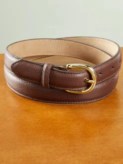 Women's Pebble-Grain Leather Dress Belt