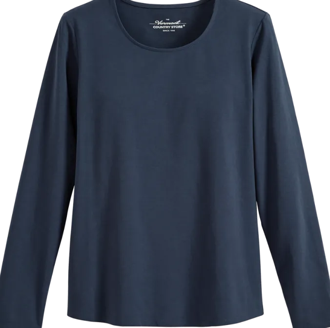 Women's Pima Cotton Long-Sleeve Round-Neck Top