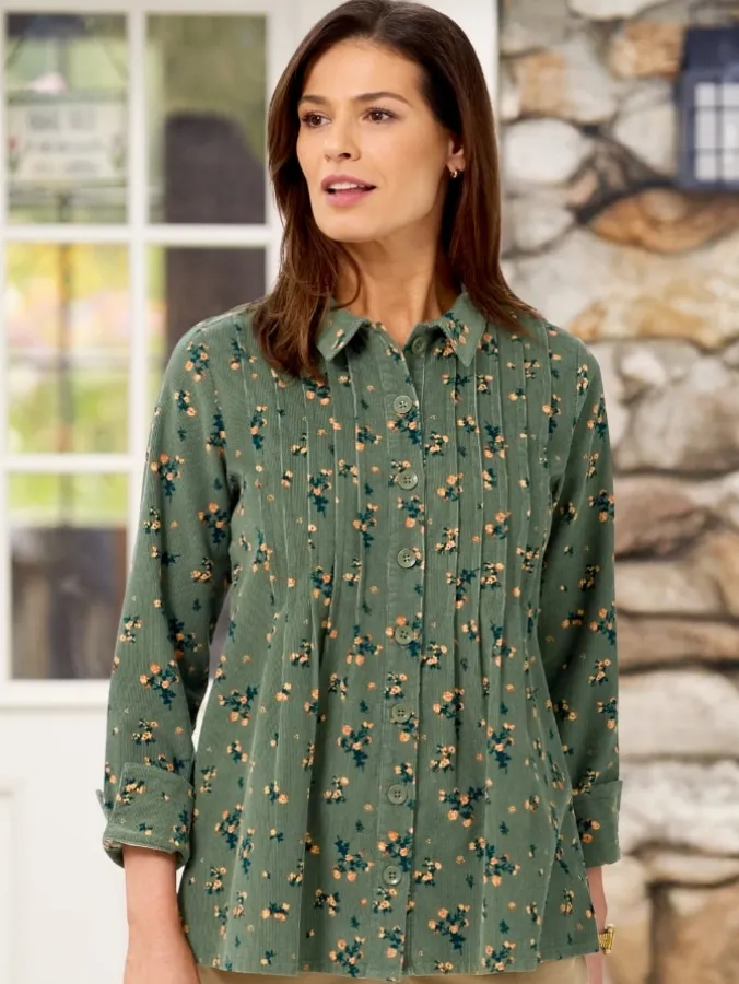 Women's Pintucked Corduroy Tunic