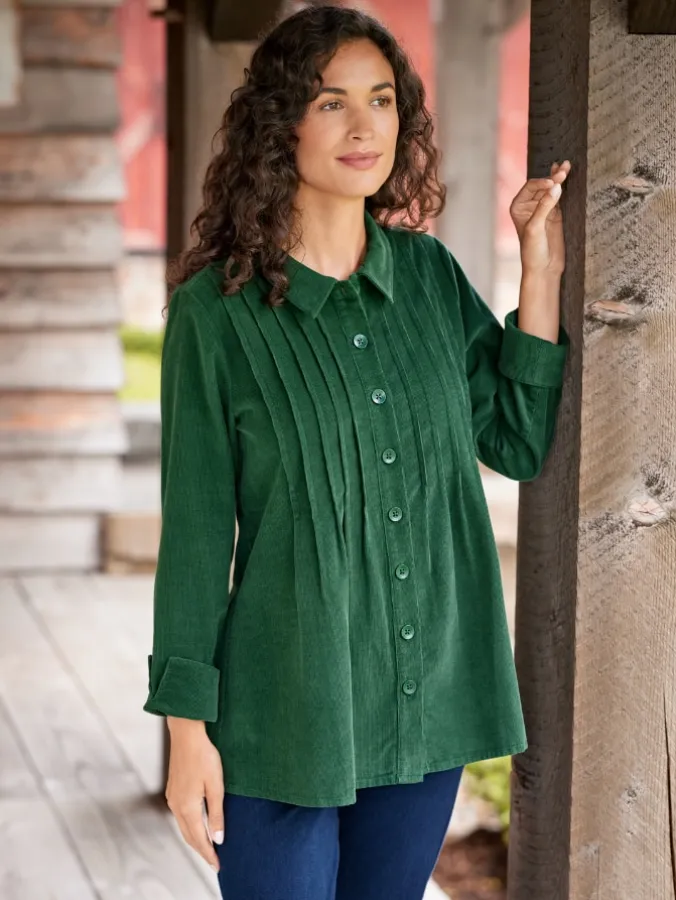 Women's Pintucked Corduroy Tunic