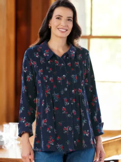 Women's Pintucked Corduroy Tunic