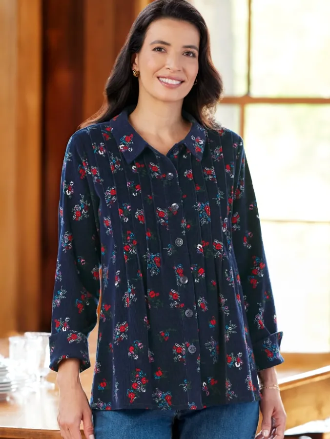 Women's Pintucked Corduroy Tunic